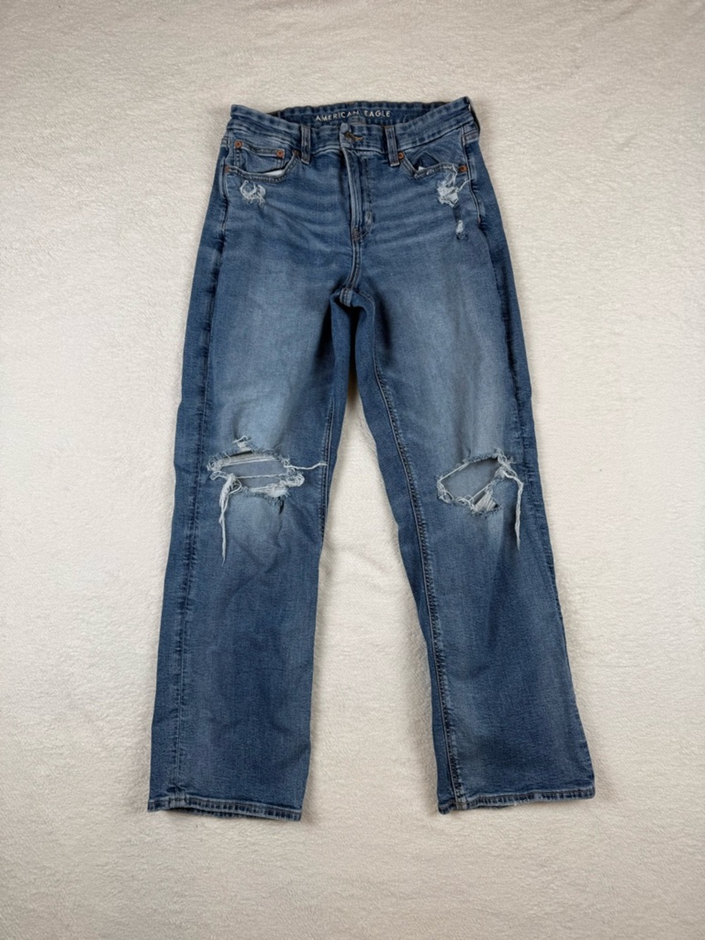 American Eagle Jeans Womens 10 Long Blue 90s Curvy Straight Stretch Denim